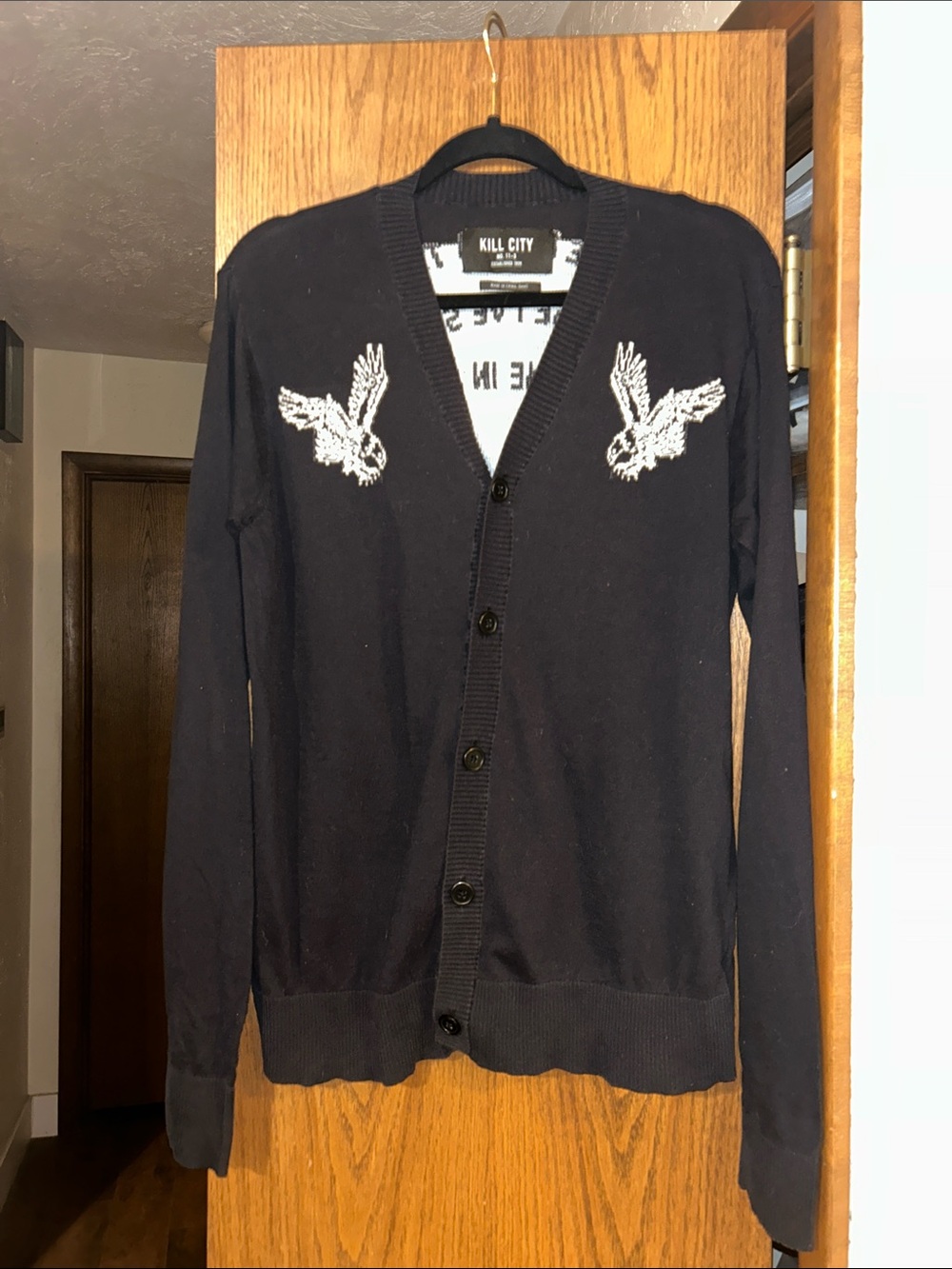 Women's Black Button-Front Cardigan Sweater